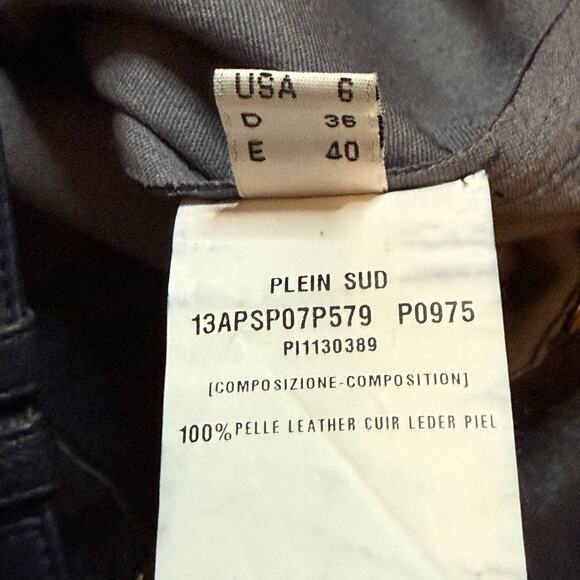 Plein Sud Leather Pant Leggings Navy Blue Size 6 27x25 Luxury Designer - Picture 10 of 11